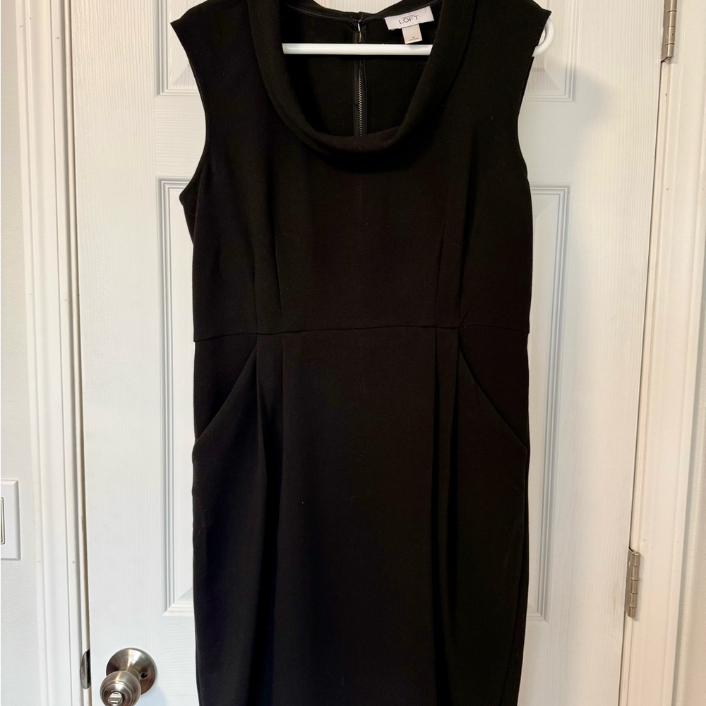 LOFT Black Midi Dress